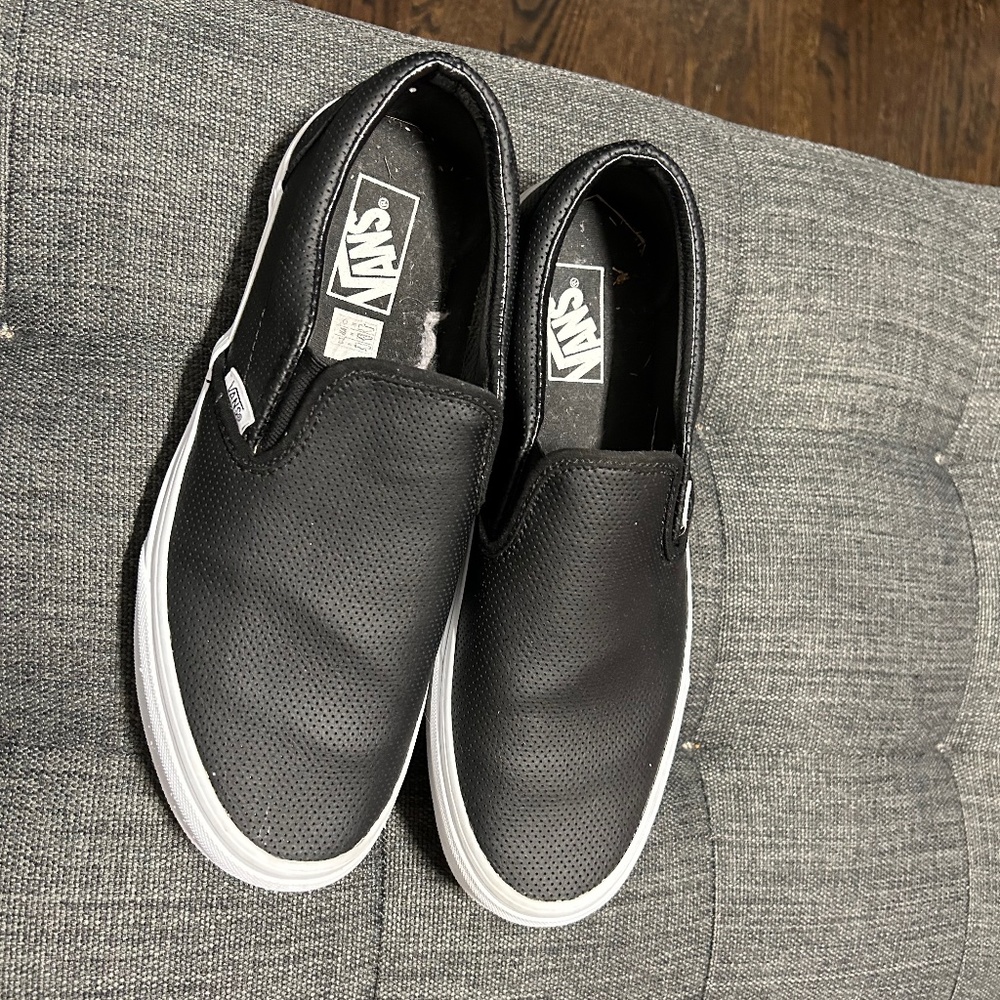 Vans leather slip on sneakers